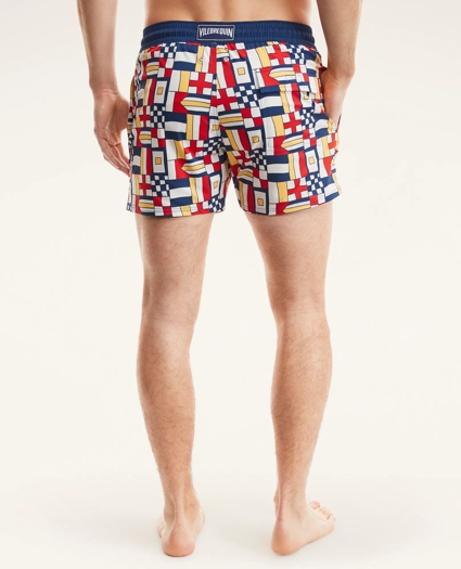 Brooks Brothers Et Vilebrequin Moorise Swim Trunks in the Mixed Signals Print, image 3