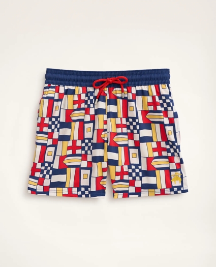 Brooks Brothers Et Vilebrequin Moorise Swim Trunks in the Mixed Signals Print, image 5