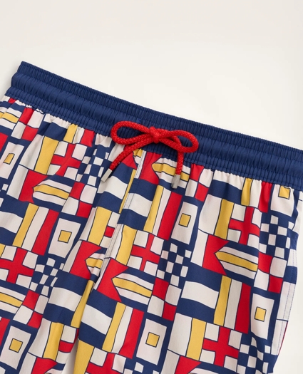 Brooks Brothers Et Vilebrequin Moorise Swim Trunks in the Mixed Signals Print, image 6