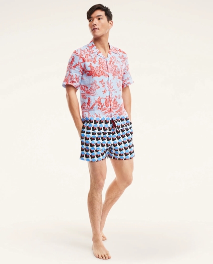 Brooks Brothers Et Vilebrequin Moorise Swim Trunks in the Square Pegs Print, image 2