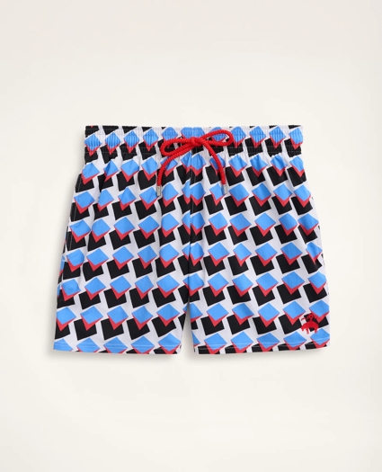 Brooks Brothers Et Vilebrequin Moorise Swim Trunks in the Square Pegs Print, image 5