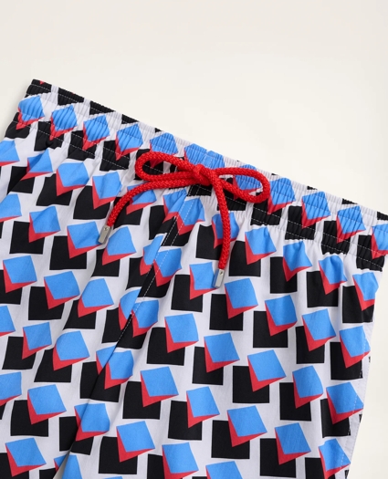Brooks Brothers Et Vilebrequin Moorise Swim Trunks in the Square Pegs Print, image 6