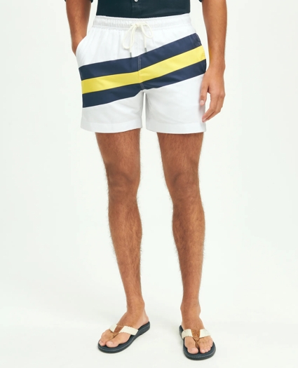 5" Stretch Montauk Stripe Swim Trunks, image 1