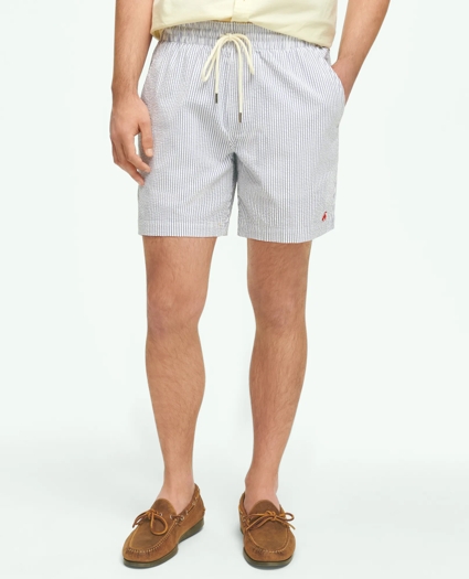 6" Stretch Cotton Seersucker Friday Shorts, image 1