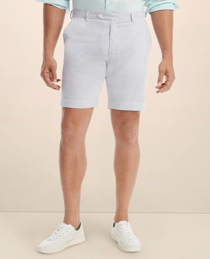 Big & Tall Stretch Cotton Seersucker Shorts, image 1