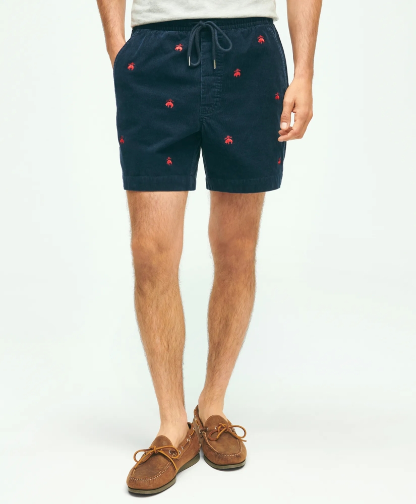 Stretch Cotton Logo Embroidered Drawstring Friday Corduroy Shorts, image 1