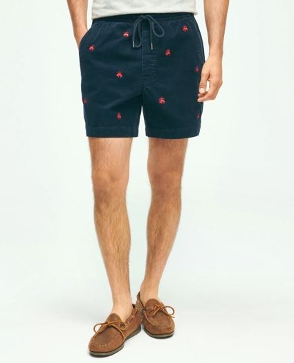 Stretch Cotton Logo Embroidered Drawstring Friday Corduroy Shorts, image 1