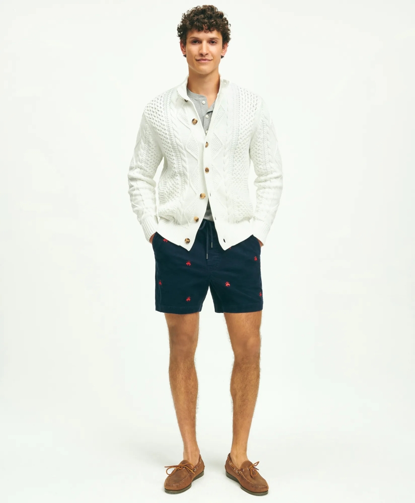 Stretch Cotton Logo Embroidered Drawstring Friday Corduroy Shorts, image 2