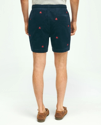Stretch Cotton Logo Embroidered Drawstring Friday Corduroy Shorts, image 3