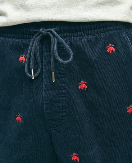 Stretch Cotton Logo Embroidered Drawstring Friday Corduroy Shorts, image 4