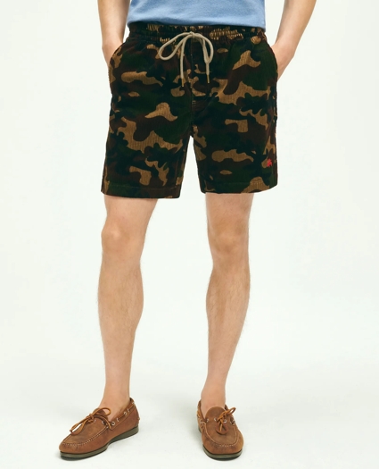 Stretch Cotton Camouflage Drawstring Friday 8-Wale Corduroy Shorts, image 1