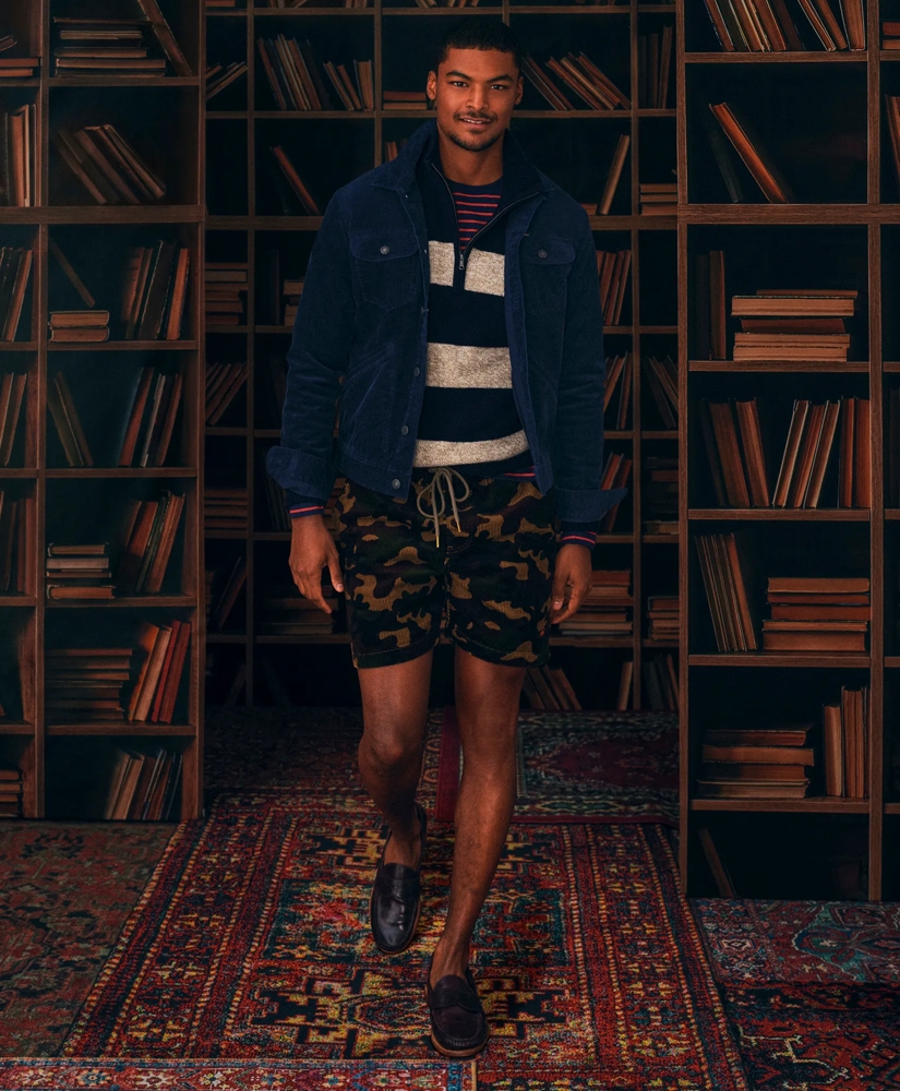 Stretch Cotton Camouflage Drawstring Friday 8-Wale Corduroy Shorts, image 2