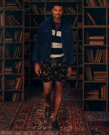 Stretch Cotton Camouflage Drawstring Friday 8-Wale Corduroy Shorts, image 2