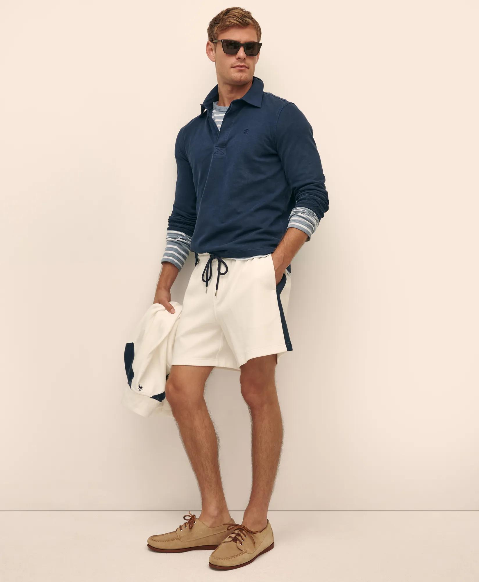 Double Faced Cotton Blend Pique Shorts