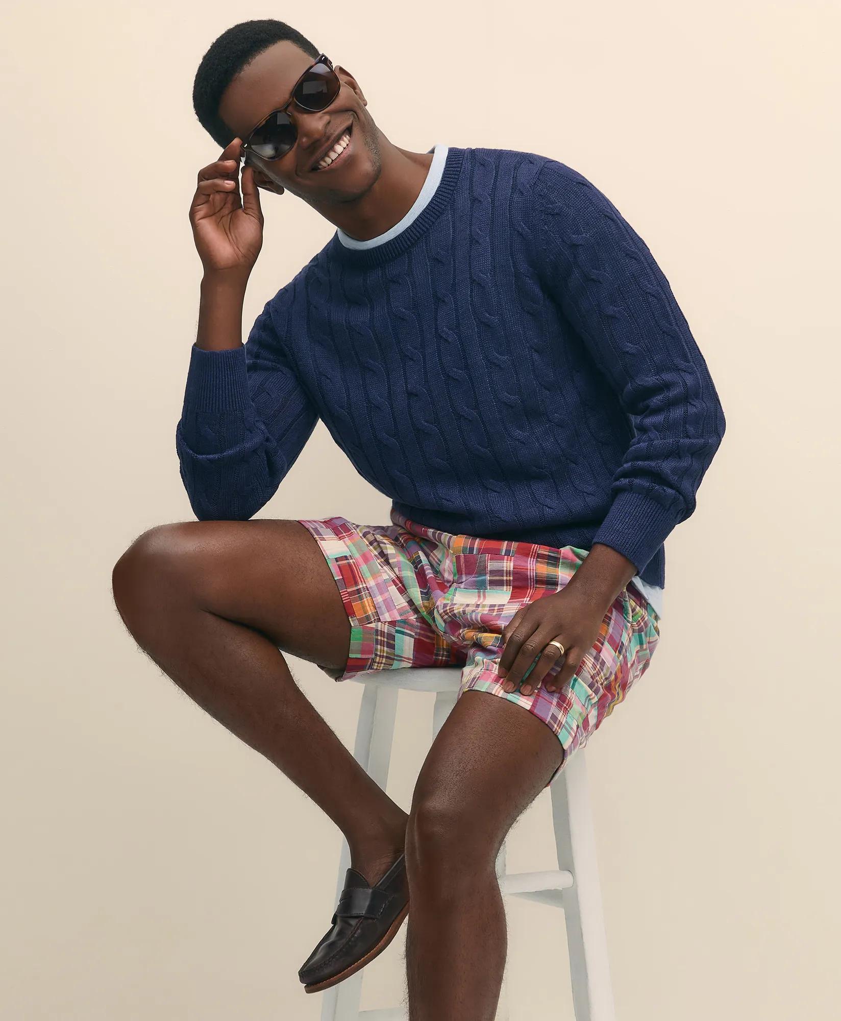 7" Cotton Patchwork Madras Shorts