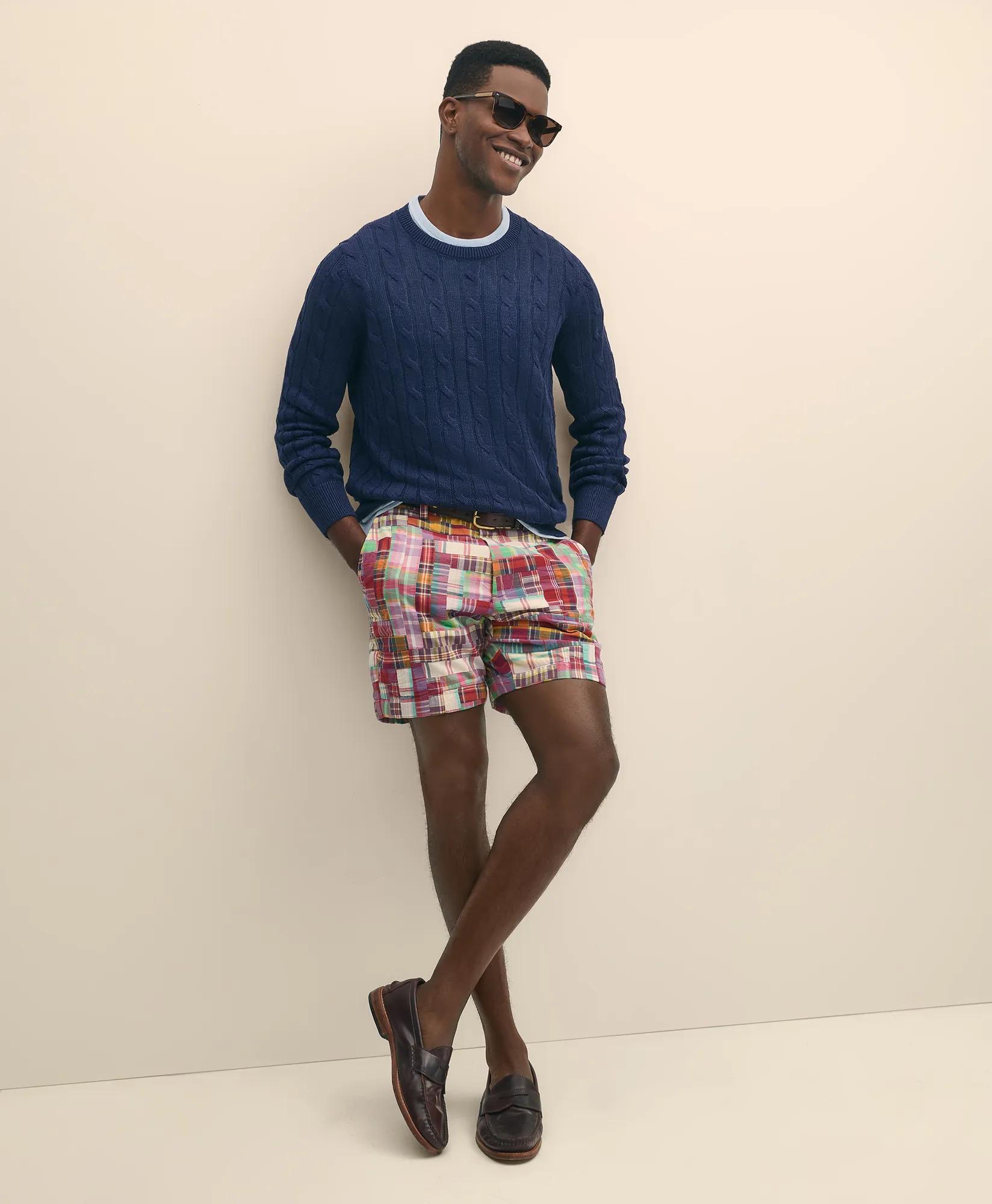 7" Cotton Patchwork Madras Shorts