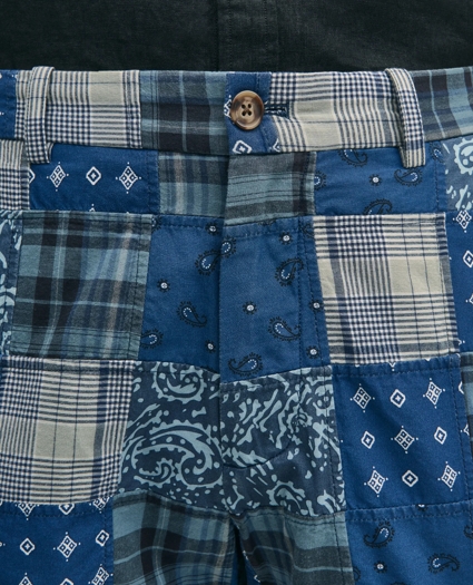 7" Cotton Patchwork Madras Shorts, image 4