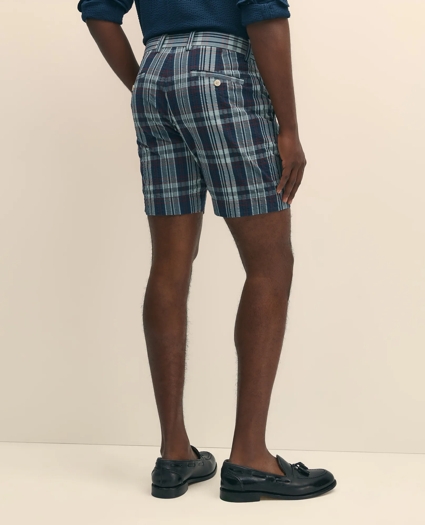 7" Cotton Seersucker Plaid Shorts, image 4