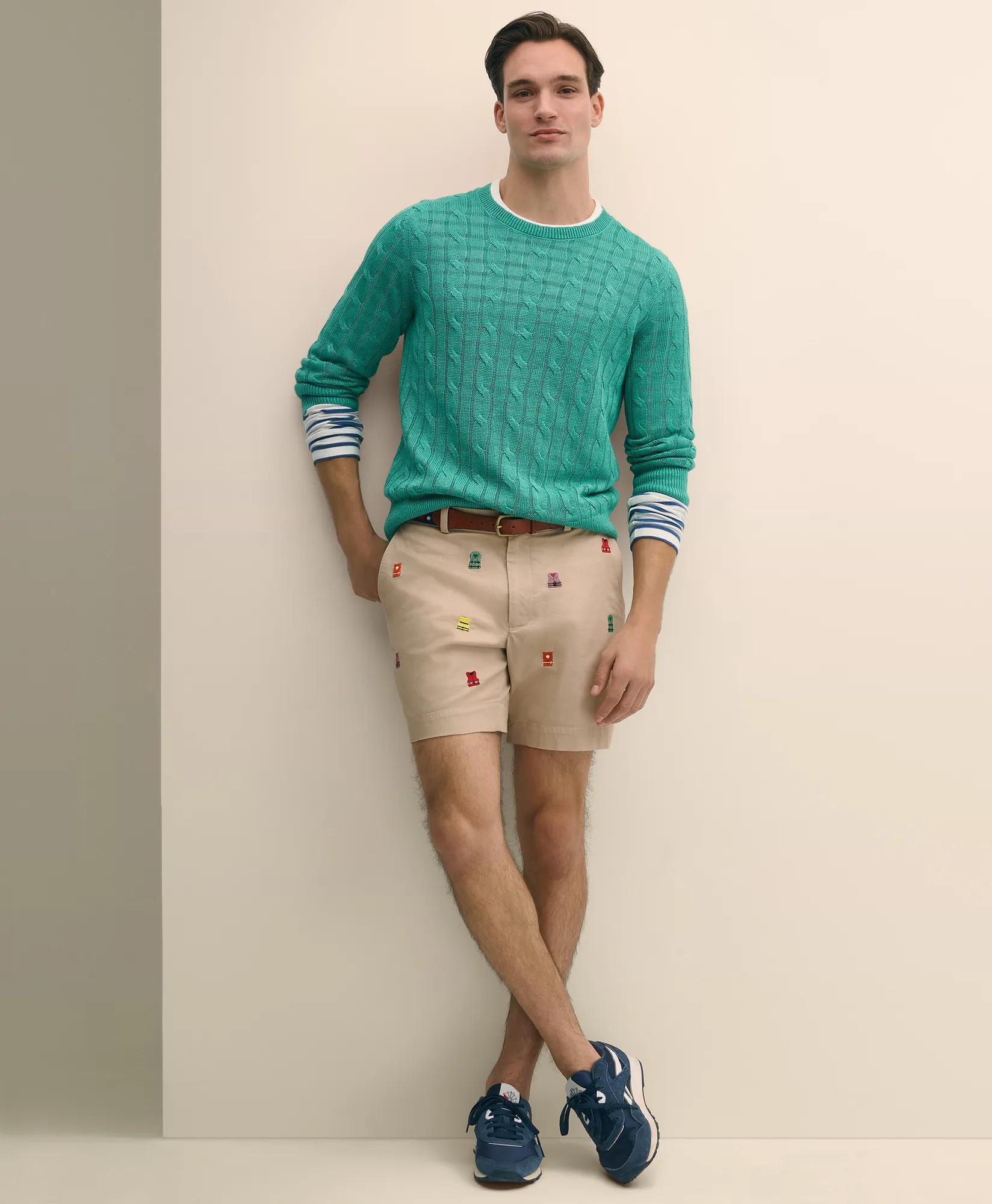 7" Cotton Embroidered Life Vest Shorts