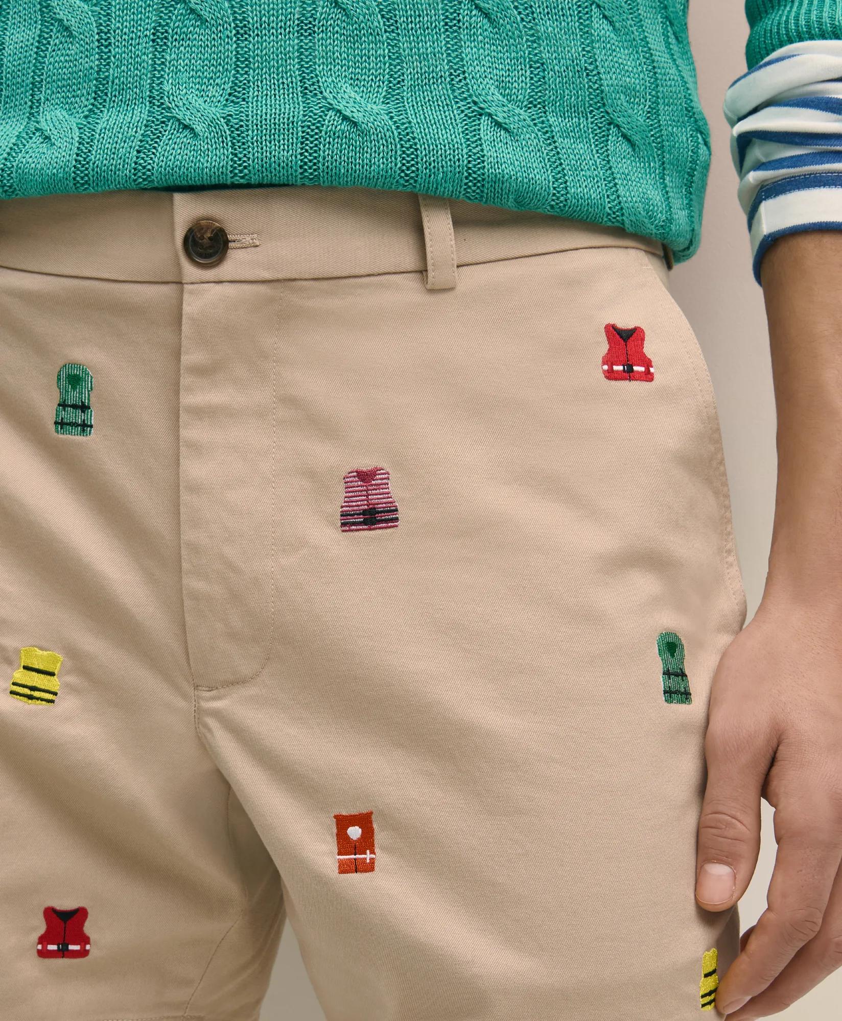 7" Cotton Embroidered Life Vest Shorts