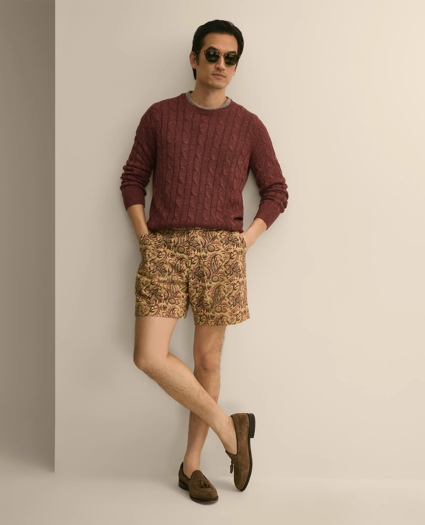 7" Cotton Paisley Print Shorts, image 1