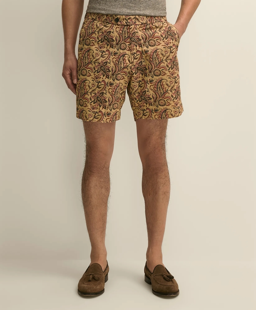 7" Cotton Paisley Print Shorts, image 2