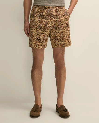 7" Cotton Paisley Print Shorts, image 2