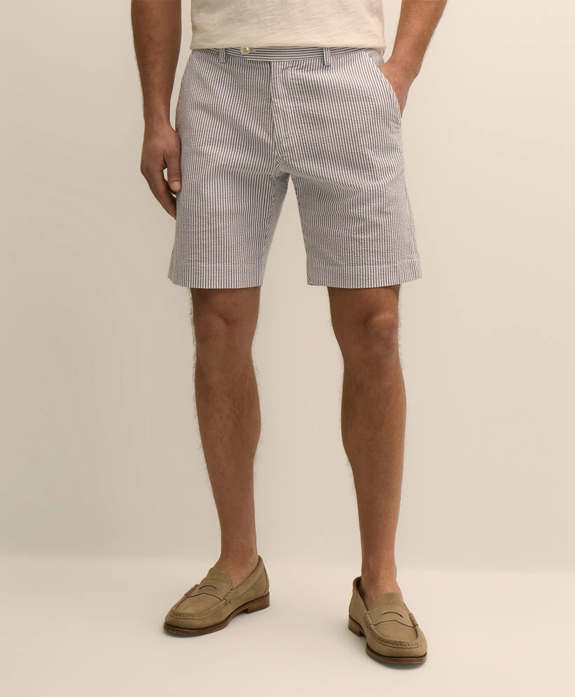 9" Washed Cotton Seersucker Shorts, image 2