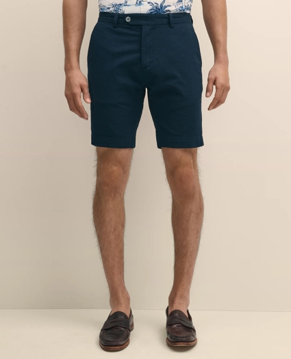 9" Washed Cotton Seersucker Shorts, image 1