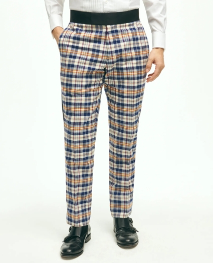 Regent Fit Cotton Madras Tuxedo Pants, image 1