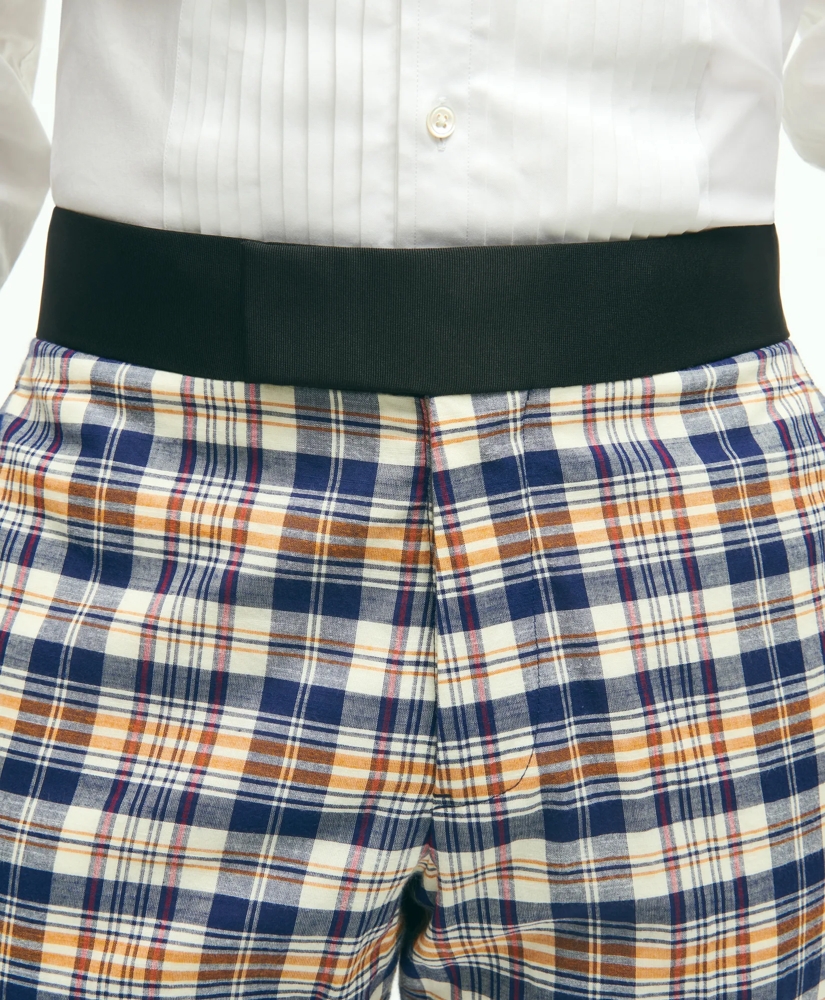 Regent Fit Cotton Madras Tuxedo Pants, image 2