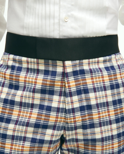 Regent Fit Cotton Madras Tuxedo Pants, image 2