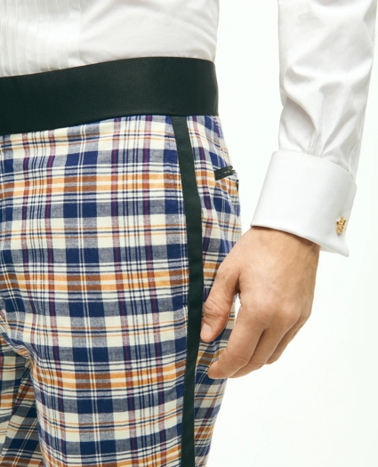 Regent Fit Cotton Madras Tuxedo Pants, image 4