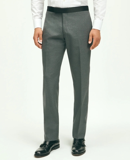 Wide Leg Trousers in Pinstripe Flannel Merino Wool Blend