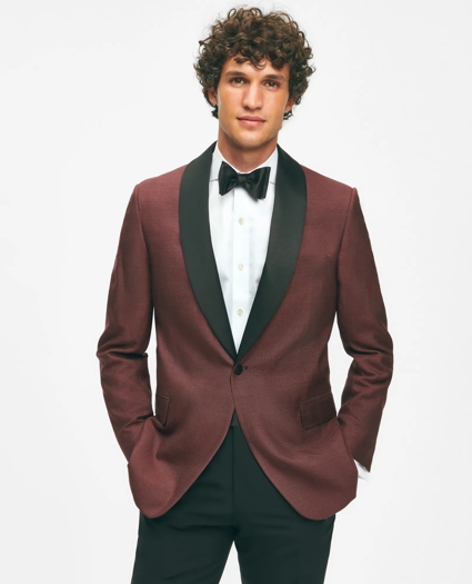 Black Fleece Satin Shawl Collar Dinner Jacket in Silk Hopsack, image 1