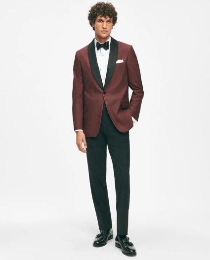 Black Fleece Satin Shawl Collar Dinner Jacket in Silk Hopsack, image 2