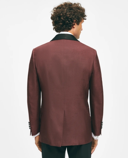 Black Fleece Satin Shawl Collar Dinner Jacket in Silk Hopsack, image 3
