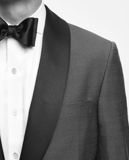 Black Fleece Satin Shawl Collar Dinner Jacket in Silk Hopsack, image 4