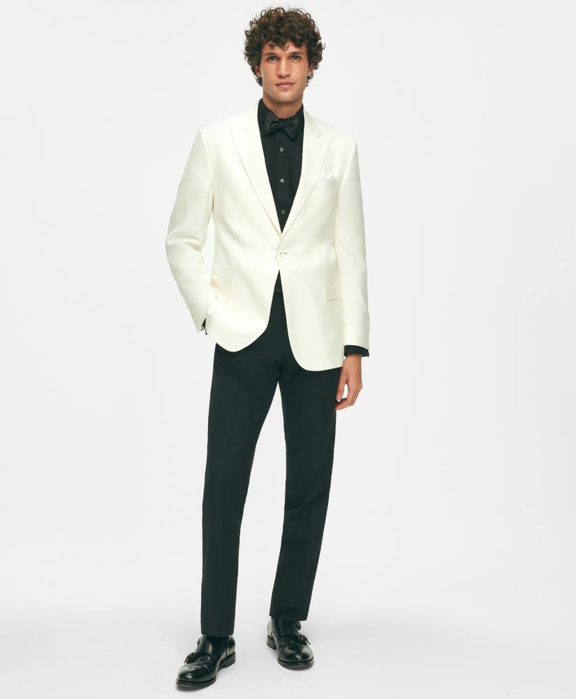 Black Fleece Peak Lapel Dinner Jacket in Silk Dupioni, image 2