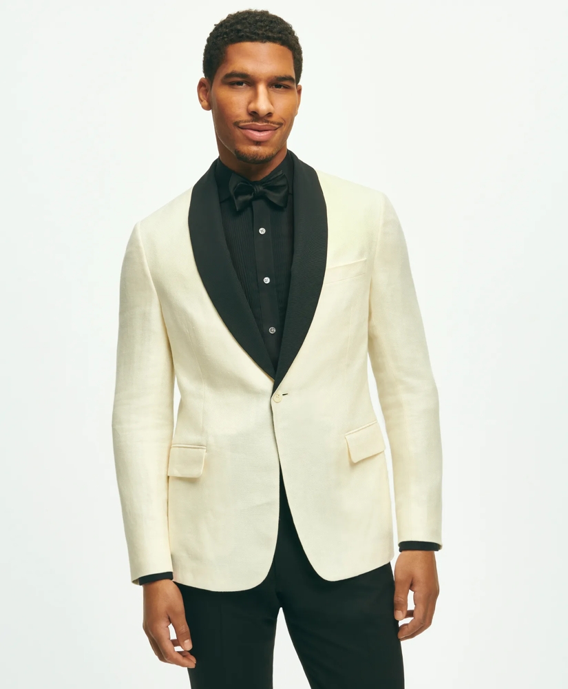 Classic Fit 1818 Herringbone Dinner Jacket In Linen-Wool Blend, image 1