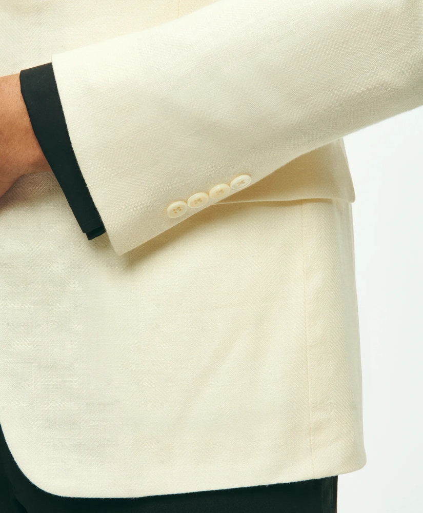 Classic Fit 1818 Herringbone Dinner Jacket In Linen-Wool Blend, image 5