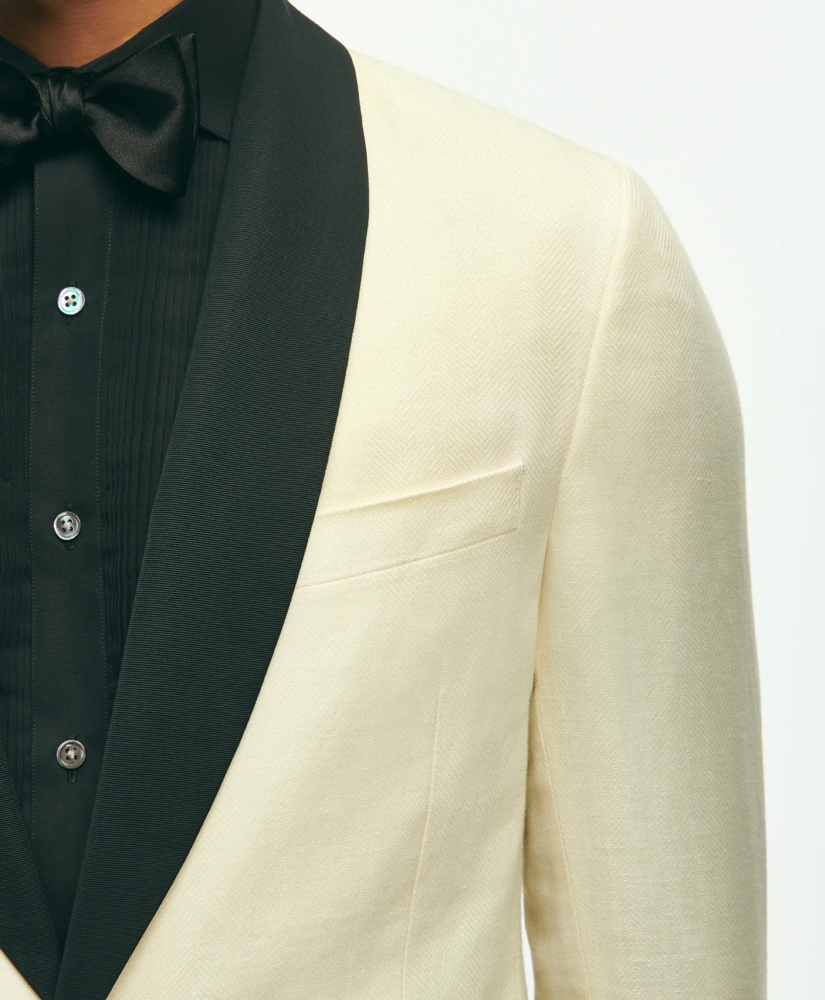 Classic Fit 1818 Herringbone Dinner Jacket In Linen-Wool Blend, image 7