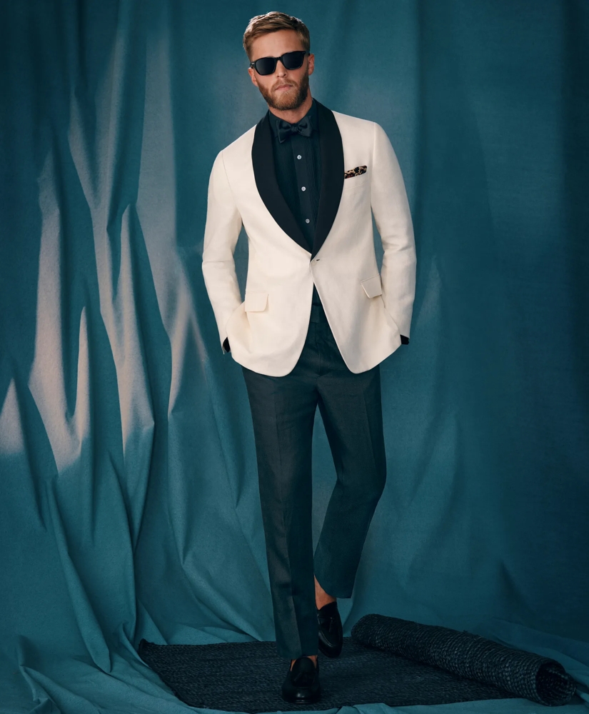 Classic Fit 1818 Herringbone Dinner Jacket In Linen-Wool Blend, image 2