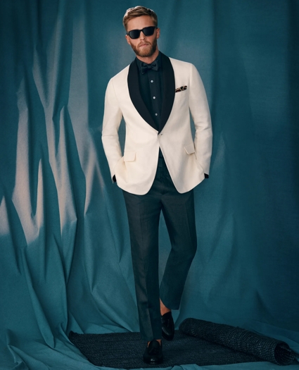 Classic Fit 1818 Herringbone Dinner Jacket In Linen-Wool Blend, image 2