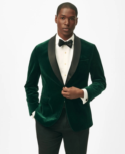 Classic Fit Dinner Jacket in Green Velvet, image 1
