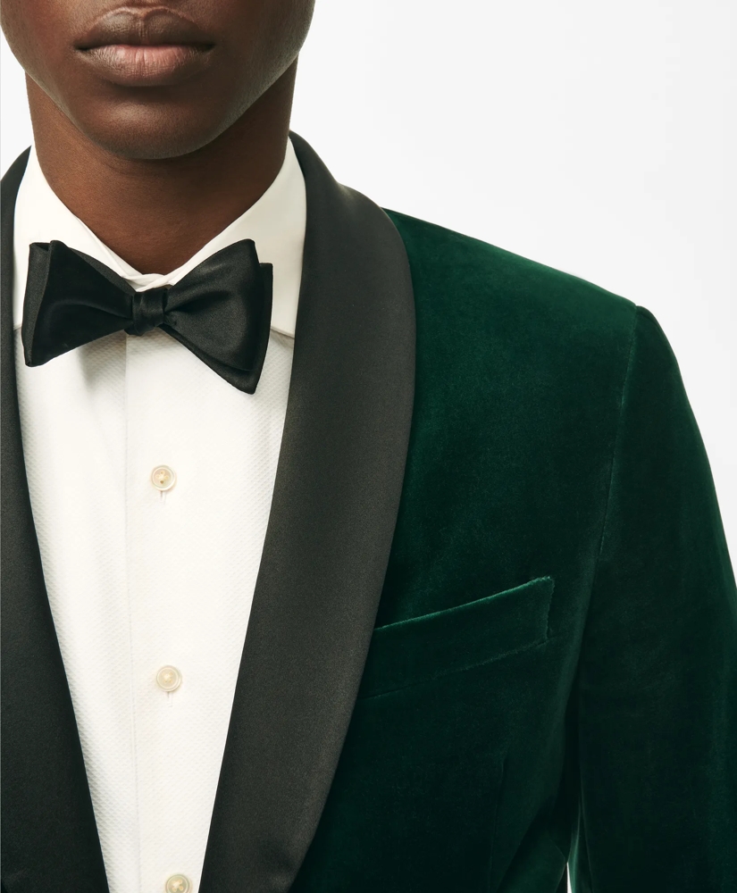 Classic Fit Dinner Jacket in Green Velvet, image 2