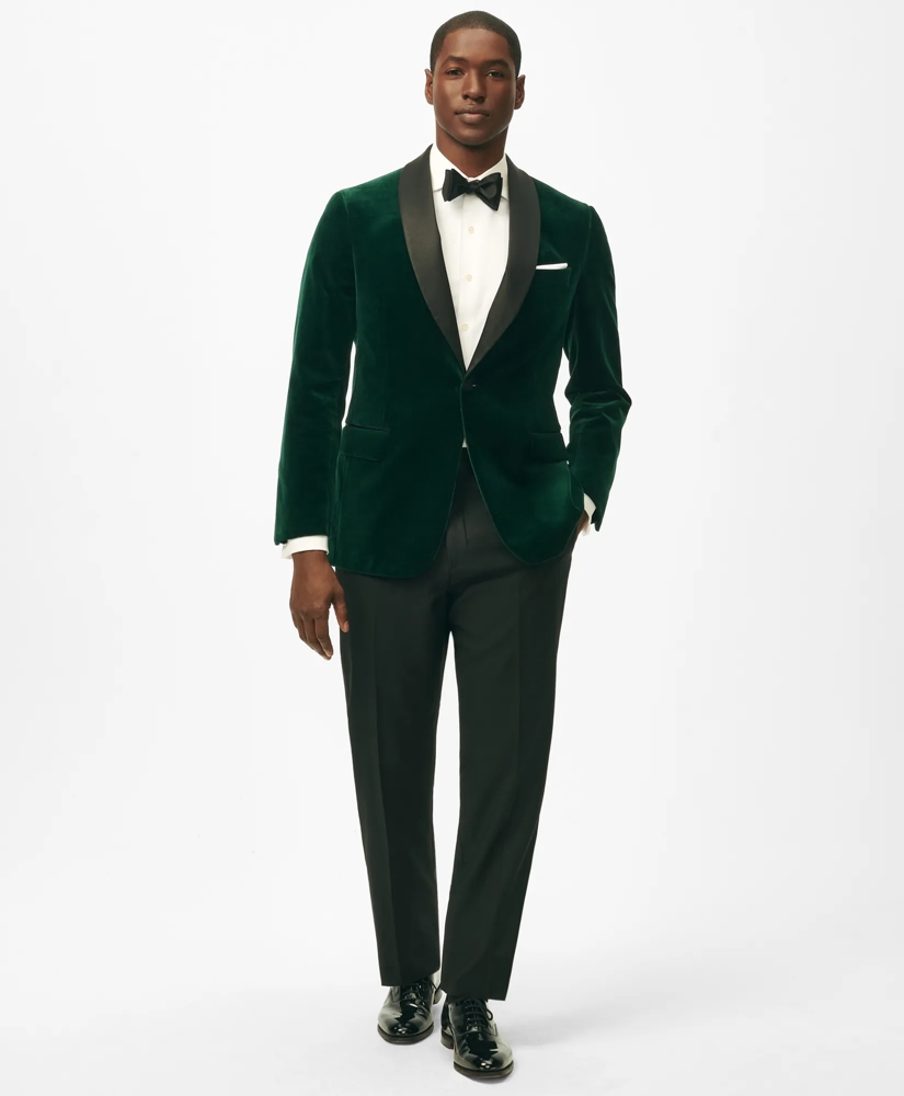 Classic Fit Dinner Jacket in Green Velvet, image 3