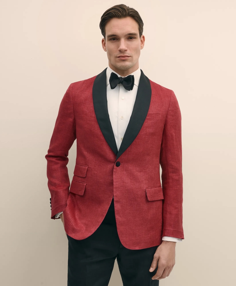 Classic Fit Linen Herringbone Dinner Jacket