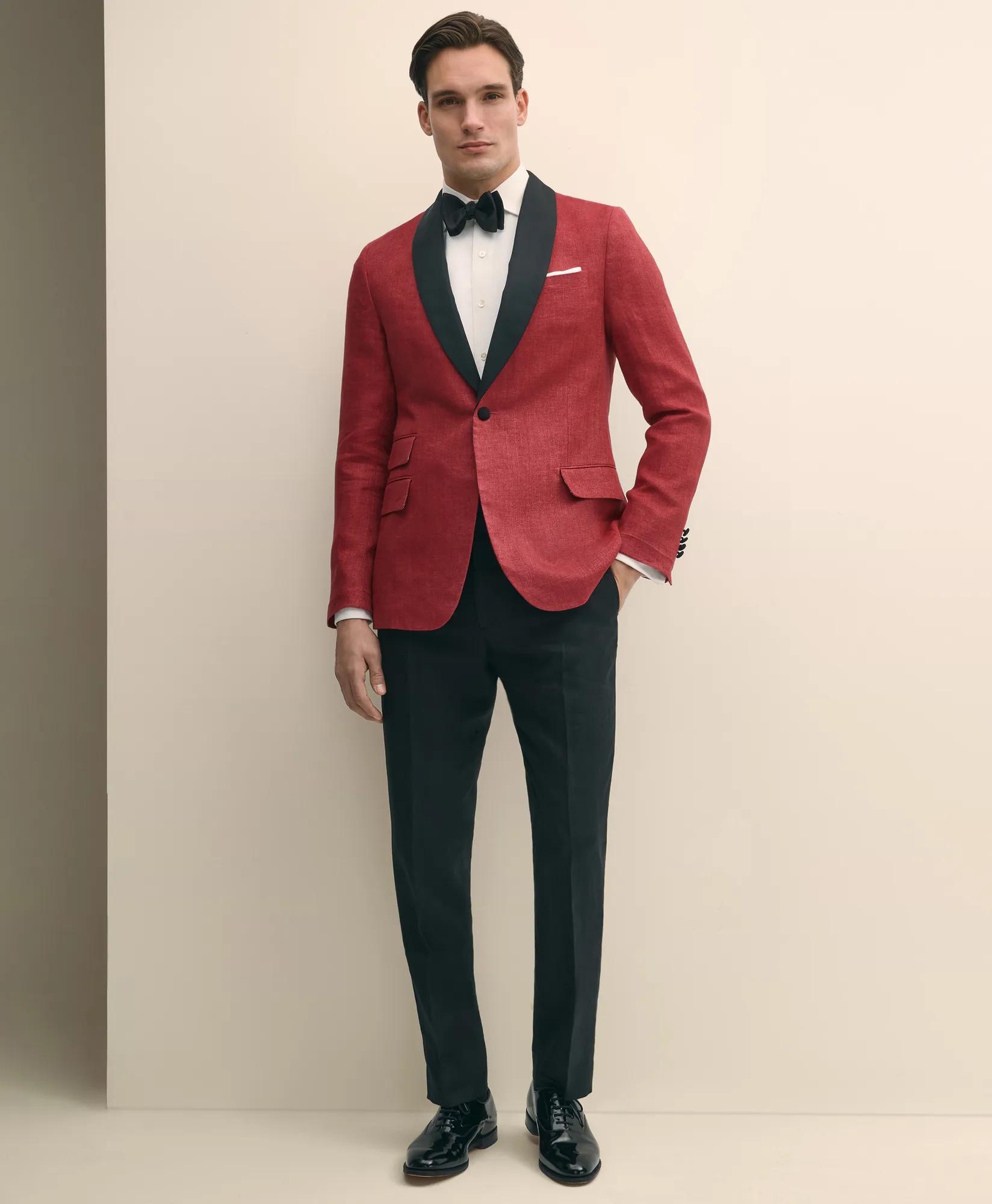 Classic Fit Linen Herringbone Dinner Jacket