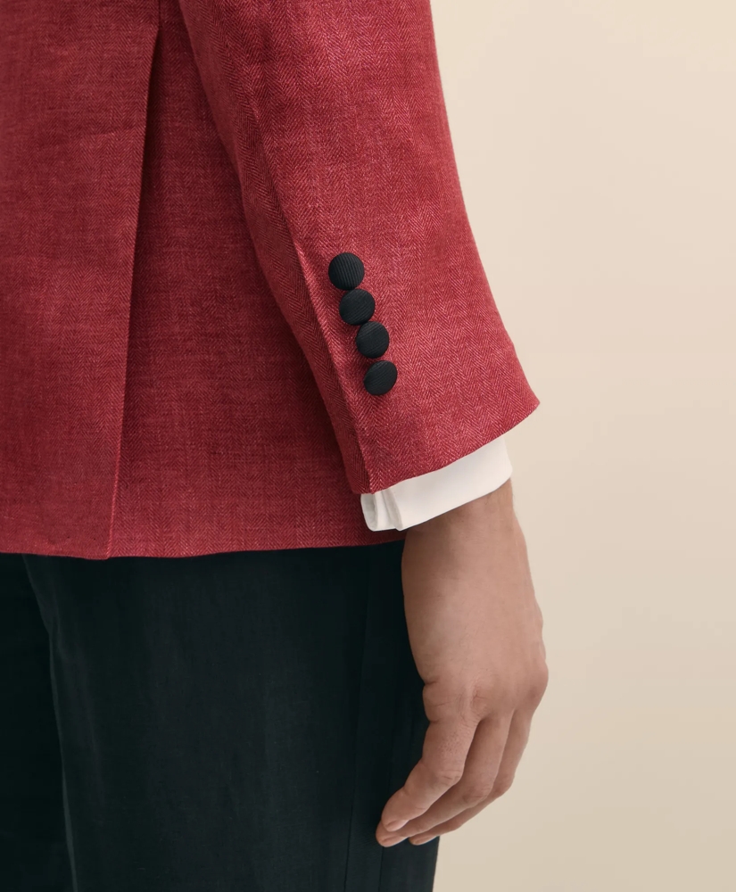 Classic Fit Linen Herringbone Dinner Jacket, image 3